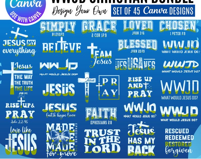 Canva Frame Bundle, WWJD Christian Faith Designs, Inspirational Religious Frames for Digital and Printable Projects, Canva Christian templat