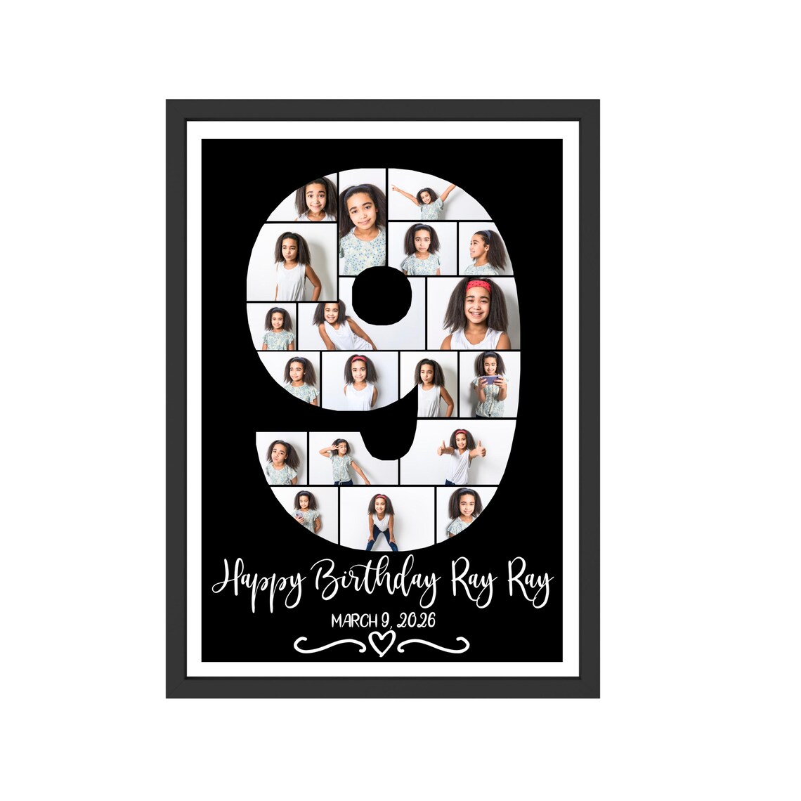 9th Birthday Photo Collage Template: 19 Photo Number 9, Editable Canva ...