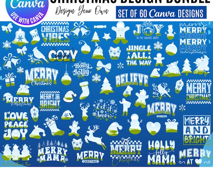 Christmas Canva Designs Bundle: 60 Festive Holiday Templates (Digital Download)