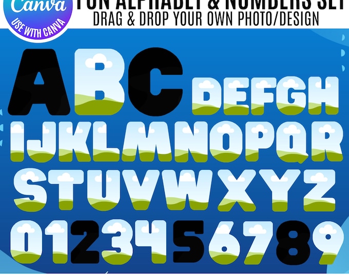 Canva Letters Frame Template, Fill your own letters, Retro Alphabet and Letters, Canva Alphabet, Cute letters and numbers Canva, clipart can