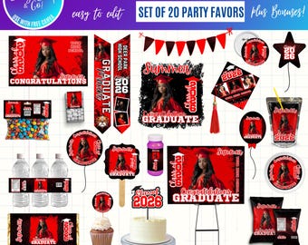 Graduation 2026 Canva Bundle Template, Editable Grad Party Decor Kit, Pre-Made Senior Designs, Canva graduation party favors bundle, digital