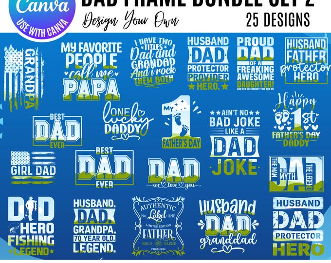 Fathers Day Canva Frame Bundle, Canva Dad Templates, Dad Canva Frames, Grandpa Canva Frames, Drag & Drop Dad designs, Layered Daddy Template