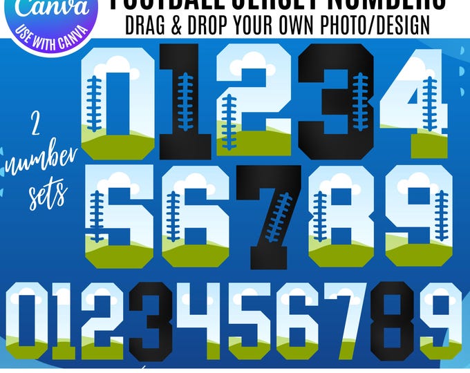 Varsity Football Canva Frame Template, Fill your own Canva Jersey numbers, Canva sports football numbers, Canva Varsity Sports numbers