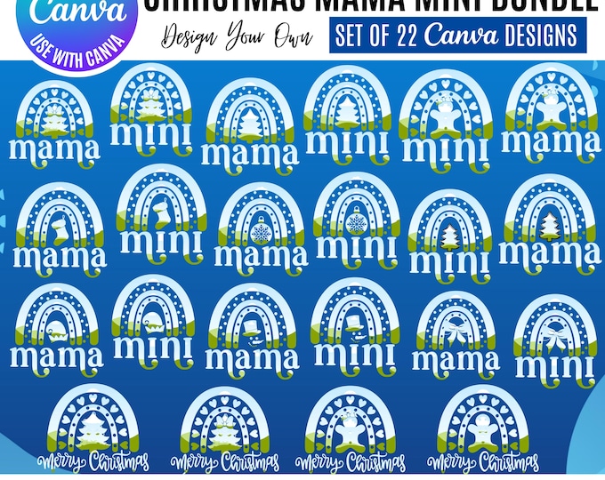 Christmas Mama Mini Rainbow Canva Templates (Digital Download)