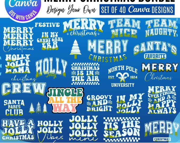Christmas Canva Bundle, Holiday Designs,