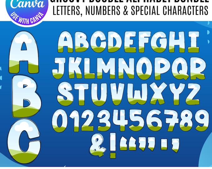 Canva Doodle Alphabet Bundle, doodle alphabet, canva alphabet letters, canva doodle numbers, doodle letters canva, canva graphics bundle,