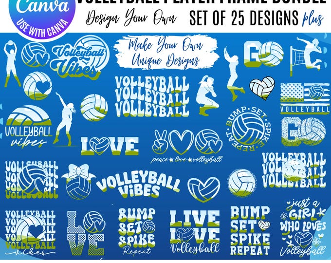 Volleyball Canva Bundle, Canva Volleyball player templates, volleyball bundle, volleyball season, canva sports bundle, volleyball lover clip