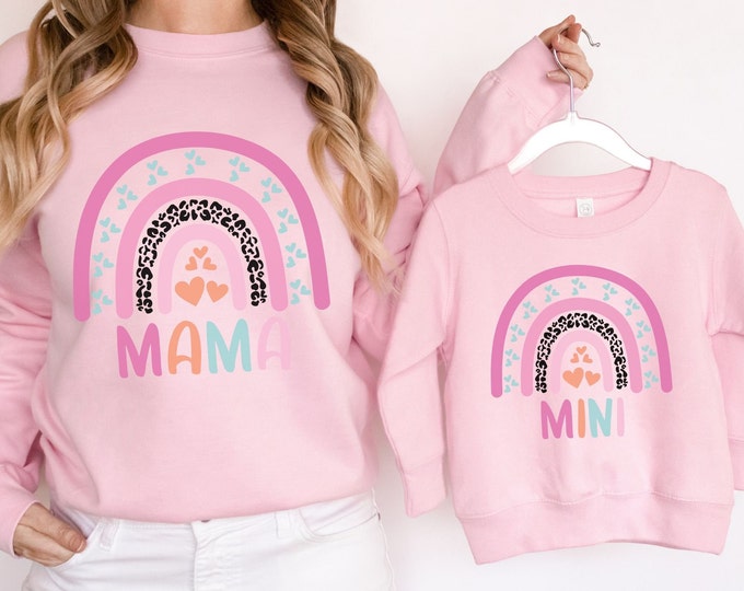 Mama and Mini Matching Rainbow Shirt Mothers Day Gift Mom and Daughter Matching Mommy and Me Shirt Outfit for Mothers Day Mother Daughter te