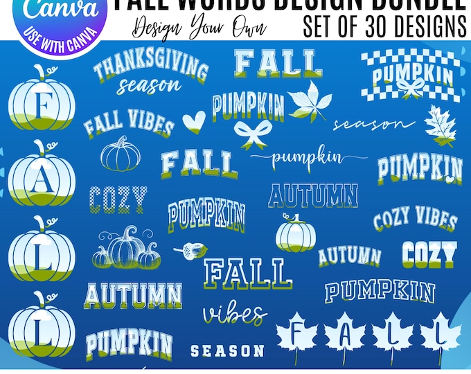 Canva Fall Leaves Bundle, Fall Canva Designs, Canva Pumpkin templates, Fall Canva templates, Thanksgiving Canva designs, pumpkin Canva frame