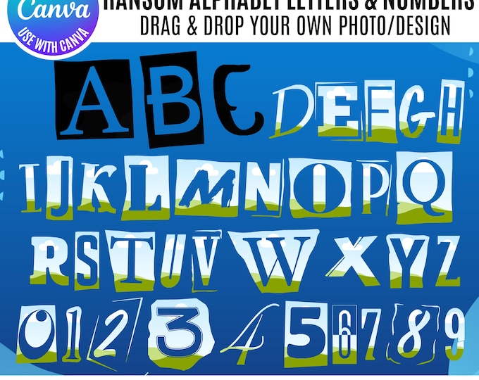 Ransom Letter Alphabet for Canva | Cutout Magazine Letters | Canva Ransom Note Font Clipart | Digital Collage Letters | Instant Download