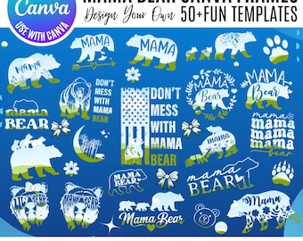 Mama Bear Canva Frames Bundle: Drag & Drop Templates (Digital Download)