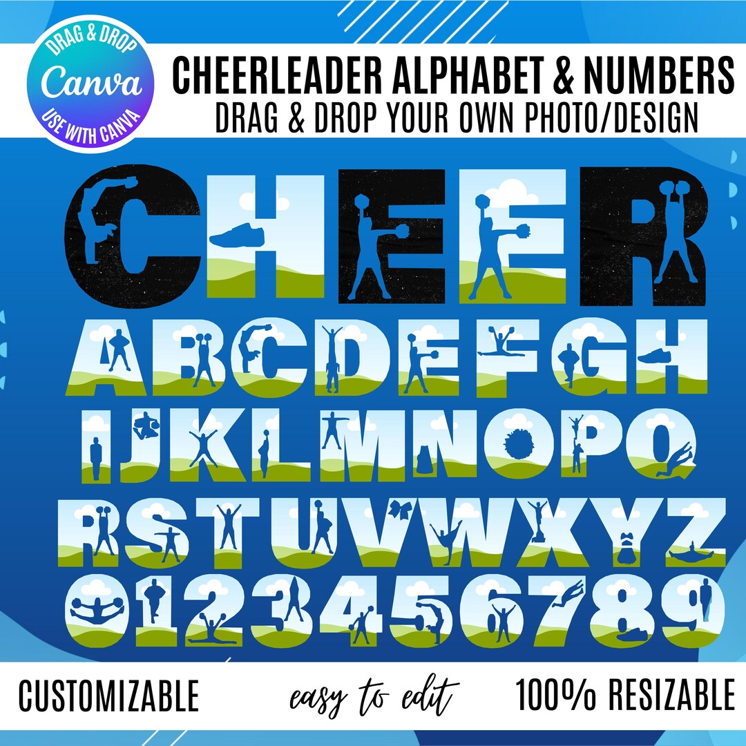 Cheerleader Alphabet Canva Frames: Varsity Letters Clip Art (digital ...
