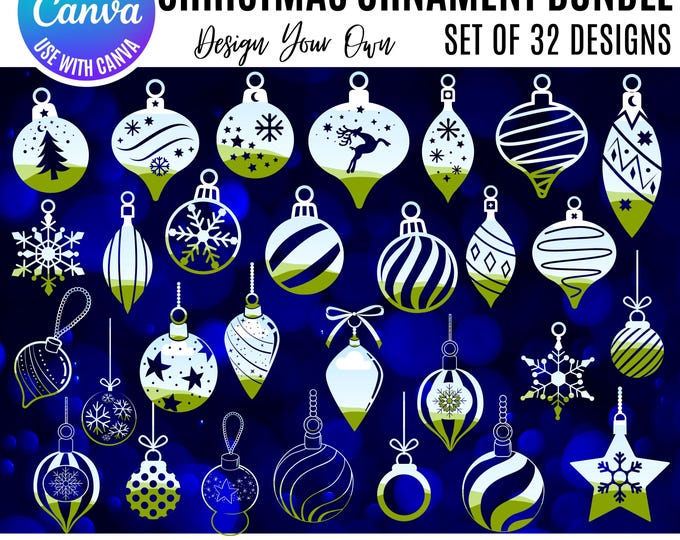 Canva Christmas Ornament Bundle, Editable Holiday Ornament Templates, Christmas Canva designs, holiday canva ornament designs, Canva ornamen
