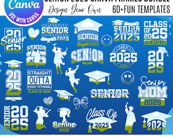 2025 Senior Graduation Canva Frames: Drag & Drop Templates (Digital Download)
