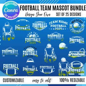 Football Canva Bundle, Canva Football player templates, football team bundle, football season canva, game day template, canva sports bundle