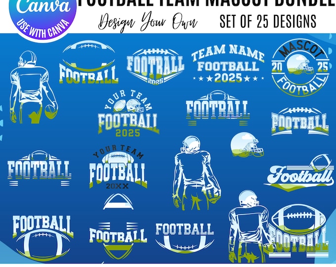 Football Canva Bundle, Canva Football player templates, football team bundle, football season canva, game day template, canva sports bundle
