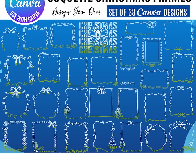 Coquette Christmas Canva Frames: Pink Holiday Templates (Digital Download)