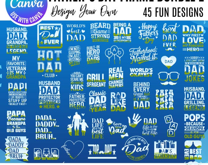 Fathers Day Canva Frame Bundle, Canva Dad Templates, Dad Canva Frames, Grandpa Canva Frames, Drag & Drop Dad designs, Layered Daddy Template