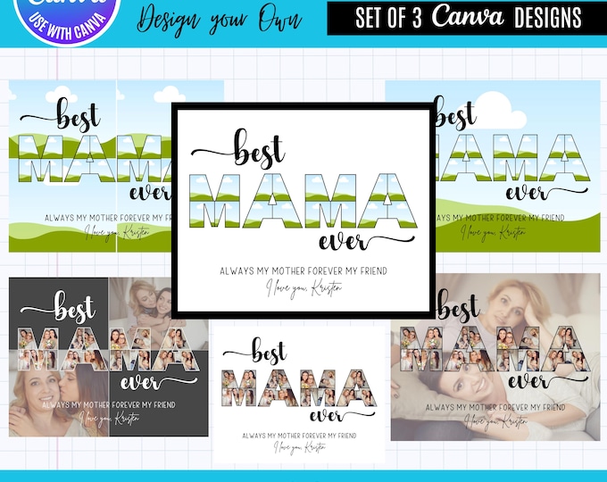 Mother’s Day Canva Photo Bundle, editable Mama Photo Template, Personalized Mother’s Day Gift, Custom Picture Mama Collage Canva Mom gift