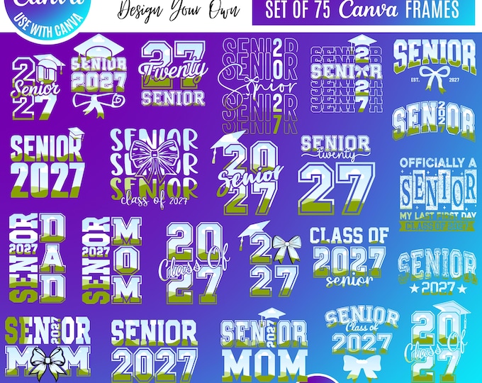 Senior 2027 Canva Template Bundle: Graduation Designs (Digital Download), Canva Senior templates, 2027 Senior graduation templates