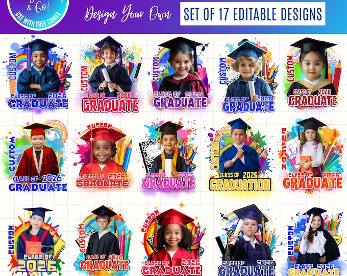 2026 Kids Graduation Canva Templates, Photo Booth Designs (Instant Download)