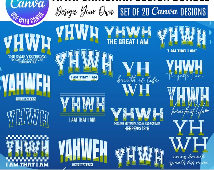YHWH Christian Canva Frames Bundle: Religious Designs (Digital Download)