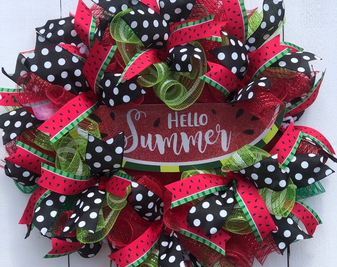 Summer Watermelon Wreath, Watermelon Summer Wreath, hello summer wreath, summer decor