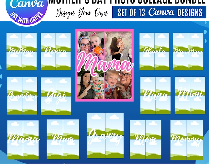 Mother’s Day Canva Bundle, Mom Photo Collages, Editable Mom Templates, Mom Gift Collage, Canva Templates (Digital Download)