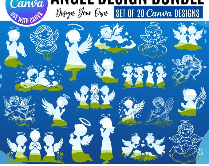 Angel Clipart Canva Design Bundle, Spiritual Graphics (Digital Download)