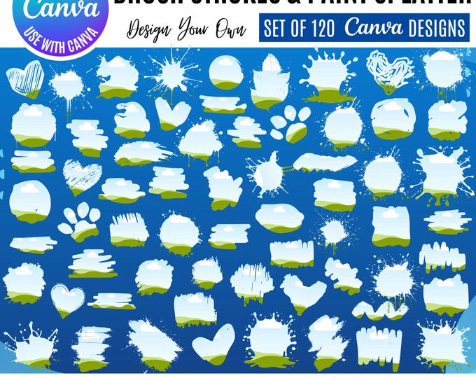 Brush Stroke Canva Frame Template: Paint Splatter Design (Digital Download