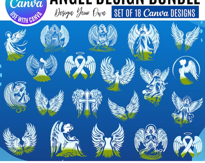 Angel Clipart Canva Design Bundle, Spiritual Graphics (Digital Download)