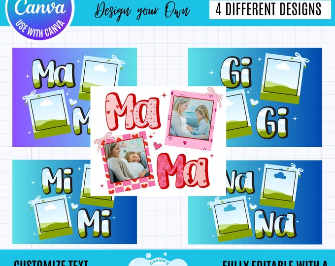 Mother's Day Photo Collage Canva Template, Canva Coquette Mom, Gift for Mother's Day, Nana, Gigi, Mimi grandma gift (Digital Download