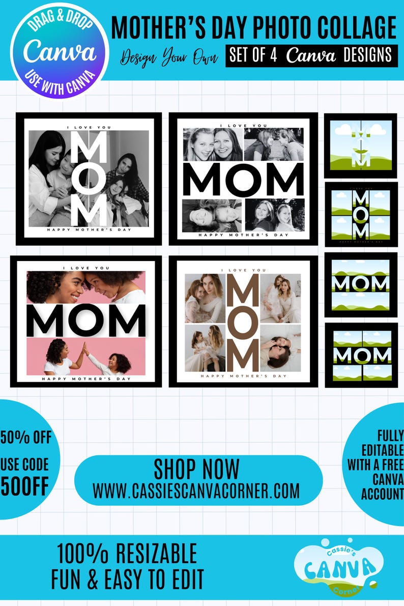 Mother’s Day Canva Photo Bundle, Editable Mom Photo Template ...