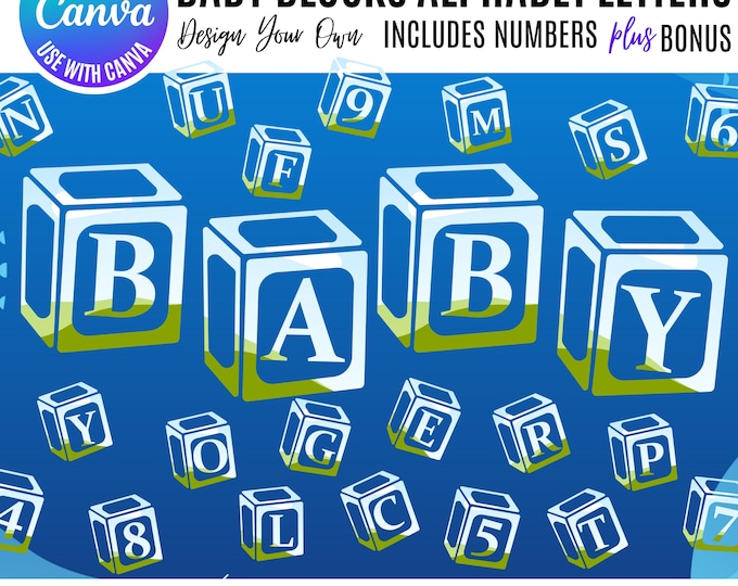 Canva Frame Alpha Template, Canva Alphabet Frames, Baby Block Canva, Canva Baby Frames, ABC Block Letters, Cute Canva Alphabet letters