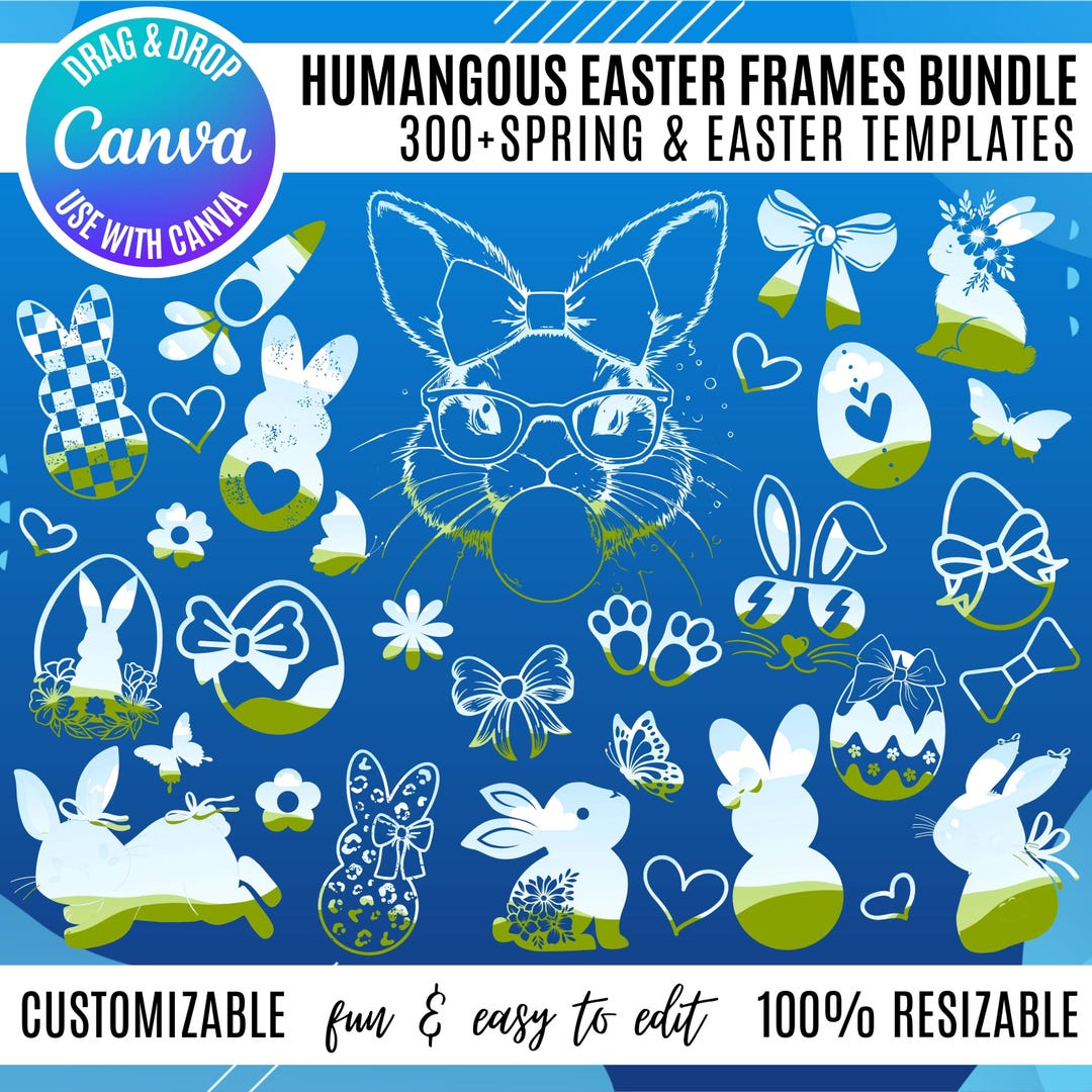 Easter Canva Frames Bundle 300 Spring Templates Digital Download Etsy