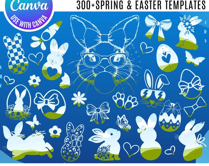 Giant Easter Canva Template Bundle, Coquette Easter Frames, Drag & Drop Templates, Easter Canva Templates, Editable Easter Bunny Canva Frame