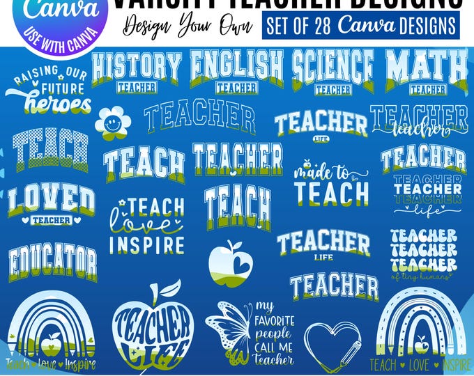 Teacher Varsity Canva Templates: School Spirit Designs (Digital Download)