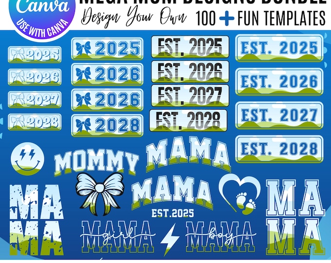 Mama Canva Frame Design Bundle, Build your own Mama Designs, Mama Template, Canva Mom Frames, Canva Mama Bundle, Drag & Drop Canva Designs
