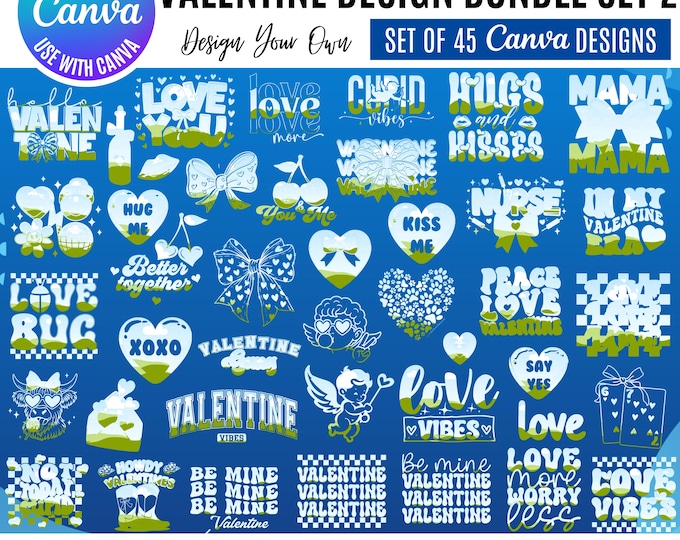 Valentine Canva Bundle, Editable Canva Templates: Canva Templates (Digital Download), editable Valentine bundle