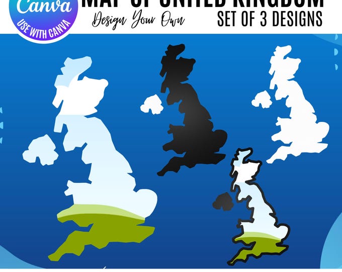 United Kingdom Map Canva Template Bundle, Editable UK Map Digital Download, Canva Geography Map for Teachers, UK United Kingdom Map Clipart