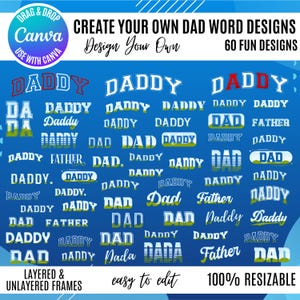 Dad Canva Frame Bundle, Canva Dad Templates, Daddy Canva Designs, Create your own Dad designs, Drag & Drop Dad designs, Layered Dad frames