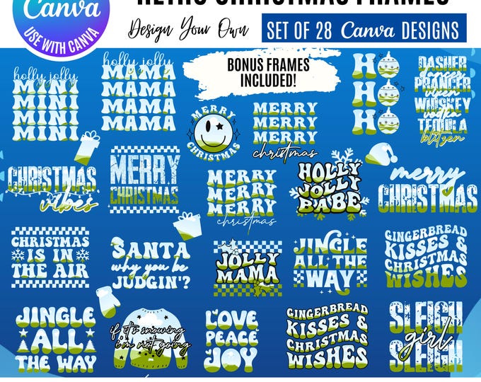 Retro Christmas Canva Designs Bundle: Vintage Holiday Graphics