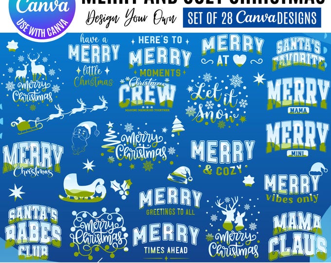 Merry Christmas Canva Designs Bundle: Cozy Holiday Elements (Digital Download)