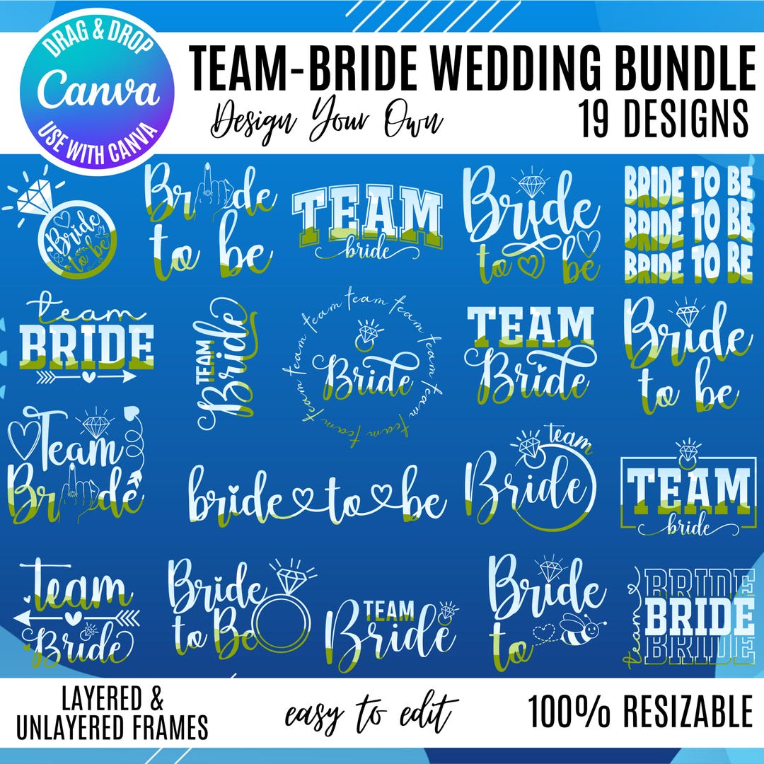 Team Bride Canva Frames & Templates: Bridal Shower Design (digital ...