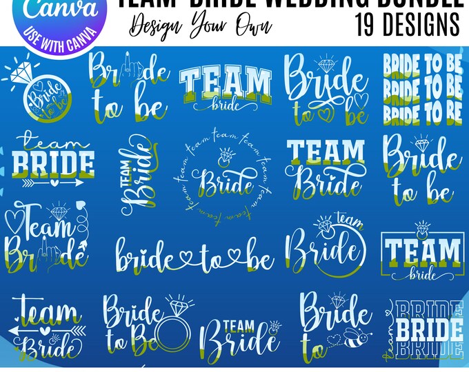 Team Bride Canva Frames, Canva Wedding Templates, Bride Canva Templates, Templates for Bridal Shower, Wedding Design Templates, Team-Bride