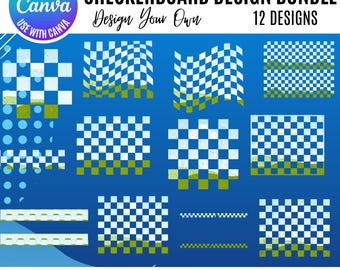 Checkerboard Canva Frame Template: Drag & Drop Design (Digital Download