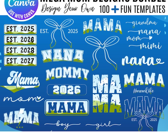 Mother's Day Canva Frame Design Bundle, Build your own Mama Designs, Mama Template, Canva Mom Frames, Canva Mama Bundle, Drag & Drop Canva
