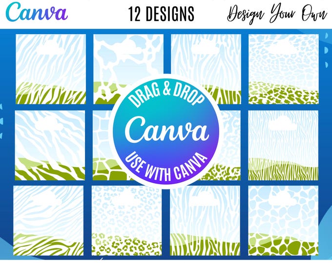 Seamless Canva Frame Bundle, Animal Skin Canva Template, Animal Patterns Canva Frames, Canva Patterns Frames, Drag & Drop Animal Skin templa