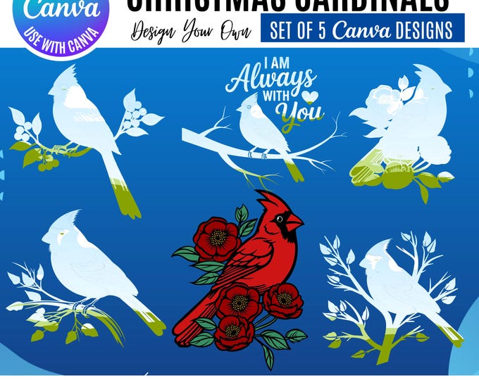 Christmas Cardinal Clipart • Canva Editable Designs (Digital Download)