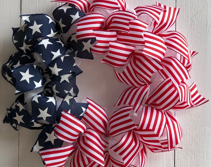 Welcome Patriotic wreath, Patriotic Decor, Front door decor, Memorial day wreath, 4th of July, Everyday summer wreath, Independence Day wrea
